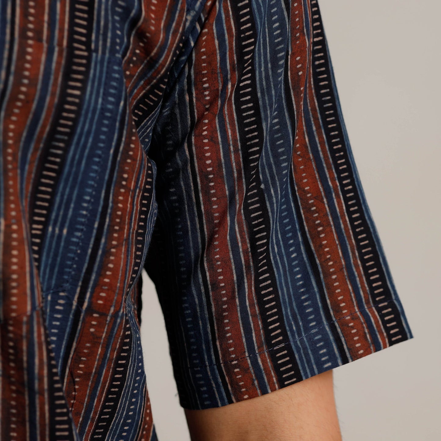  Ajrakh Block Printed Cotton Men Half Sleeve Shirt 01 