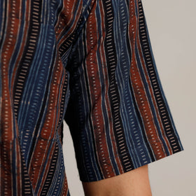  Ajrakh Block Printed Cotton Men Half Sleeve Shirt 01 