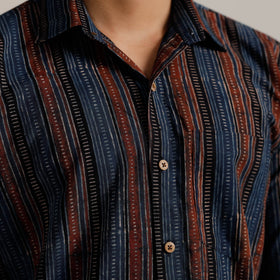  Ajrakh Block Printed Cotton Men Half Sleeve Shirt 01 