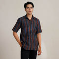  Ajrakh Block Printed Cotton Men Half Sleeve Shirt 01 