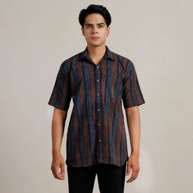  Ajrakh Block Printed Cotton Men Half Sleeve Shirt 01 