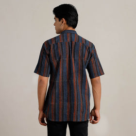  Ajrakh Block Printed Cotton Men Half Sleeve Shirt 01 