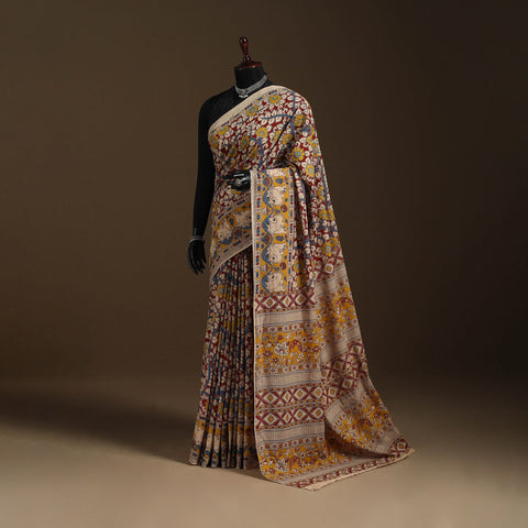 Multicolor - printed cotton nellore kalamkari saree 14