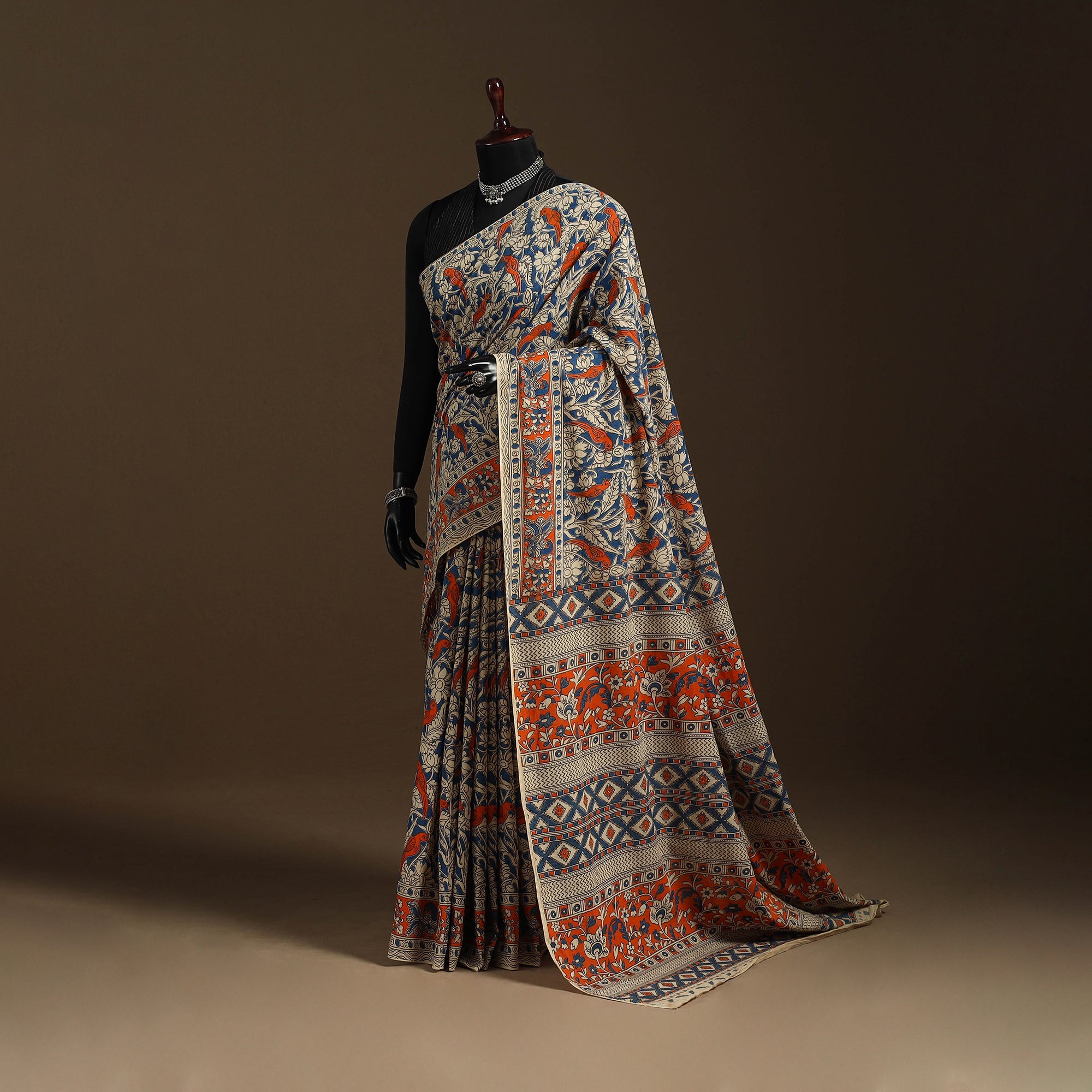 Multicolor - printed cotton nellore kalamkari saree 17