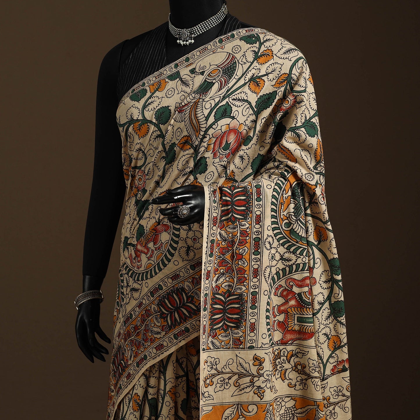 Multicolor - printed cotton nellore kalamkari saree 49