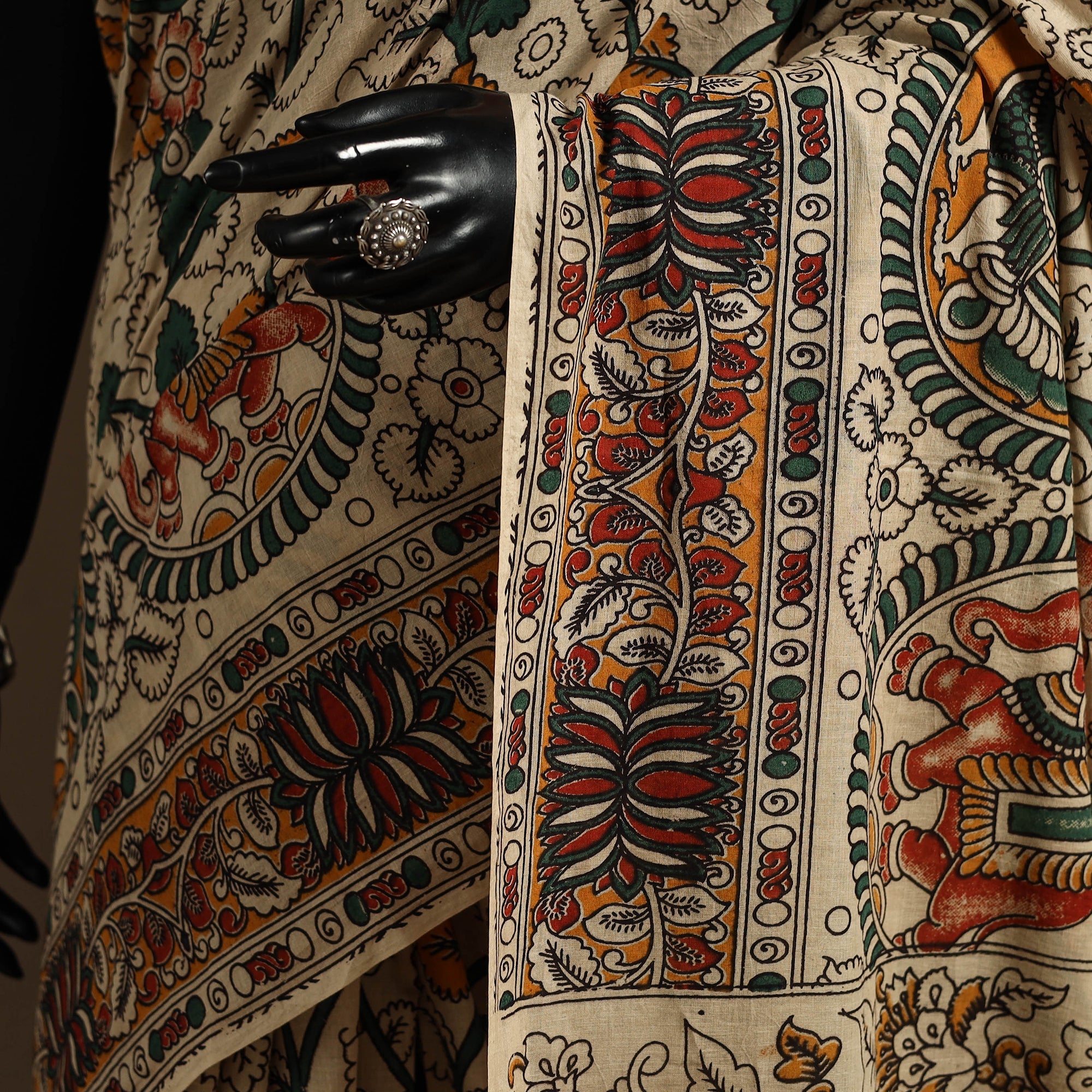 Multicolor - printed cotton nellore kalamkari saree 49