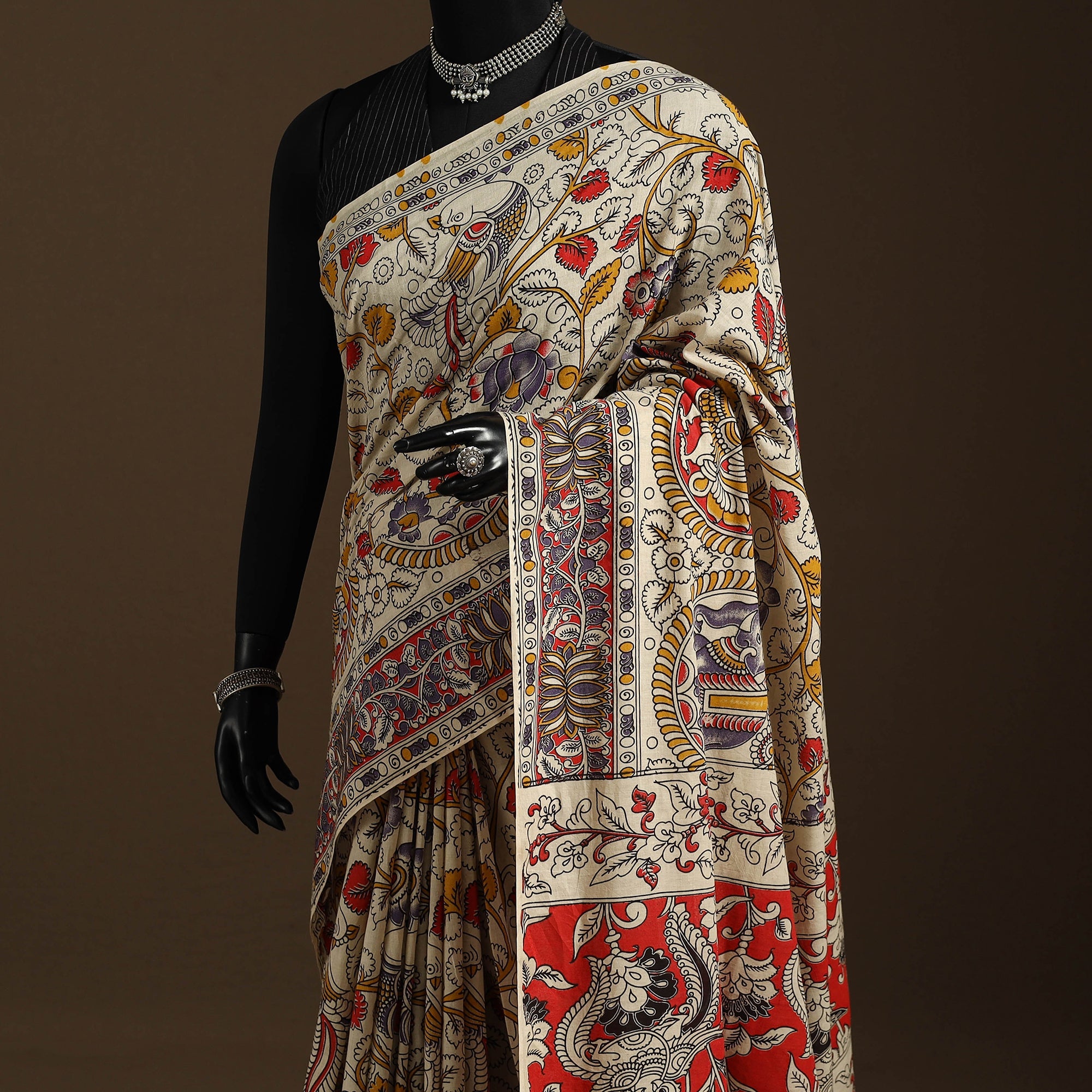 Multicolor - printed cotton nellore kalamkari saree 71