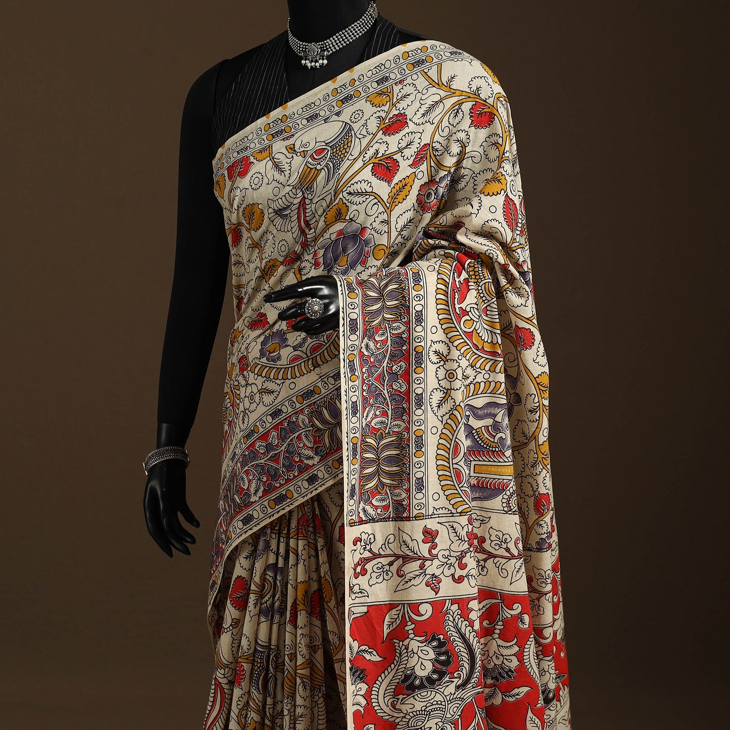 Multicolor - printed cotton nellore kalamkari saree 71