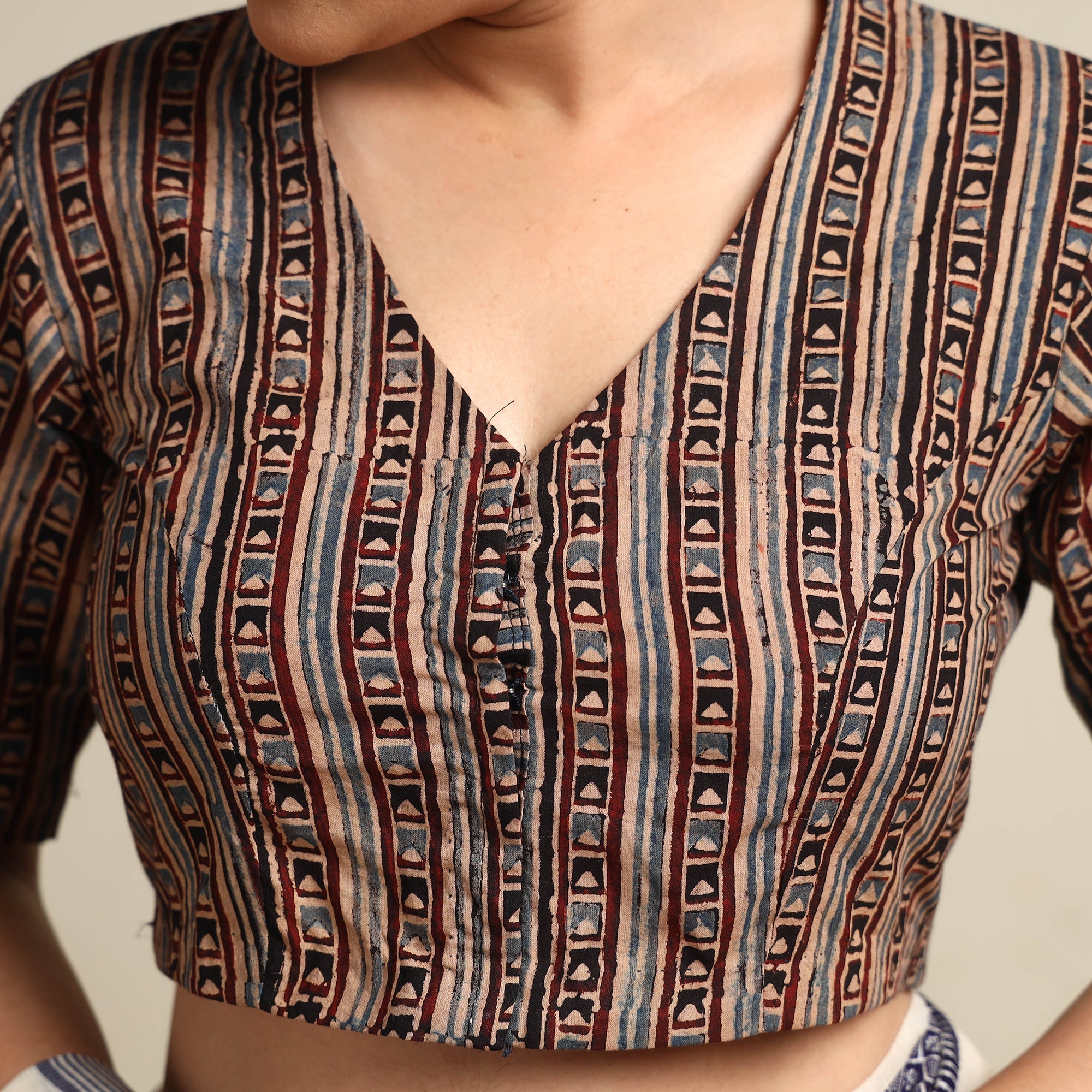 Buy Ajrakh Block Printed Cotton Stitched Blouse Online at iTokri.com