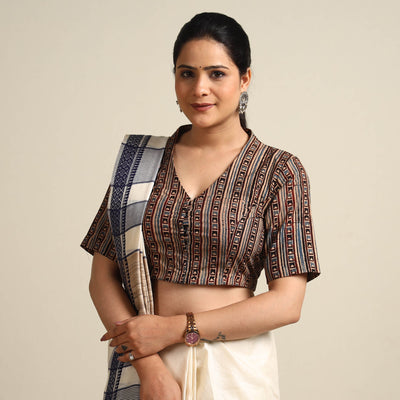 Buy Ajrakh Block Printed Cotton Stitched Blouse Online at iTokri.com