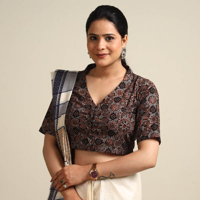 Buy Ajrakh Block Printed Cotton Stitched Blouse Online at iTokri.com