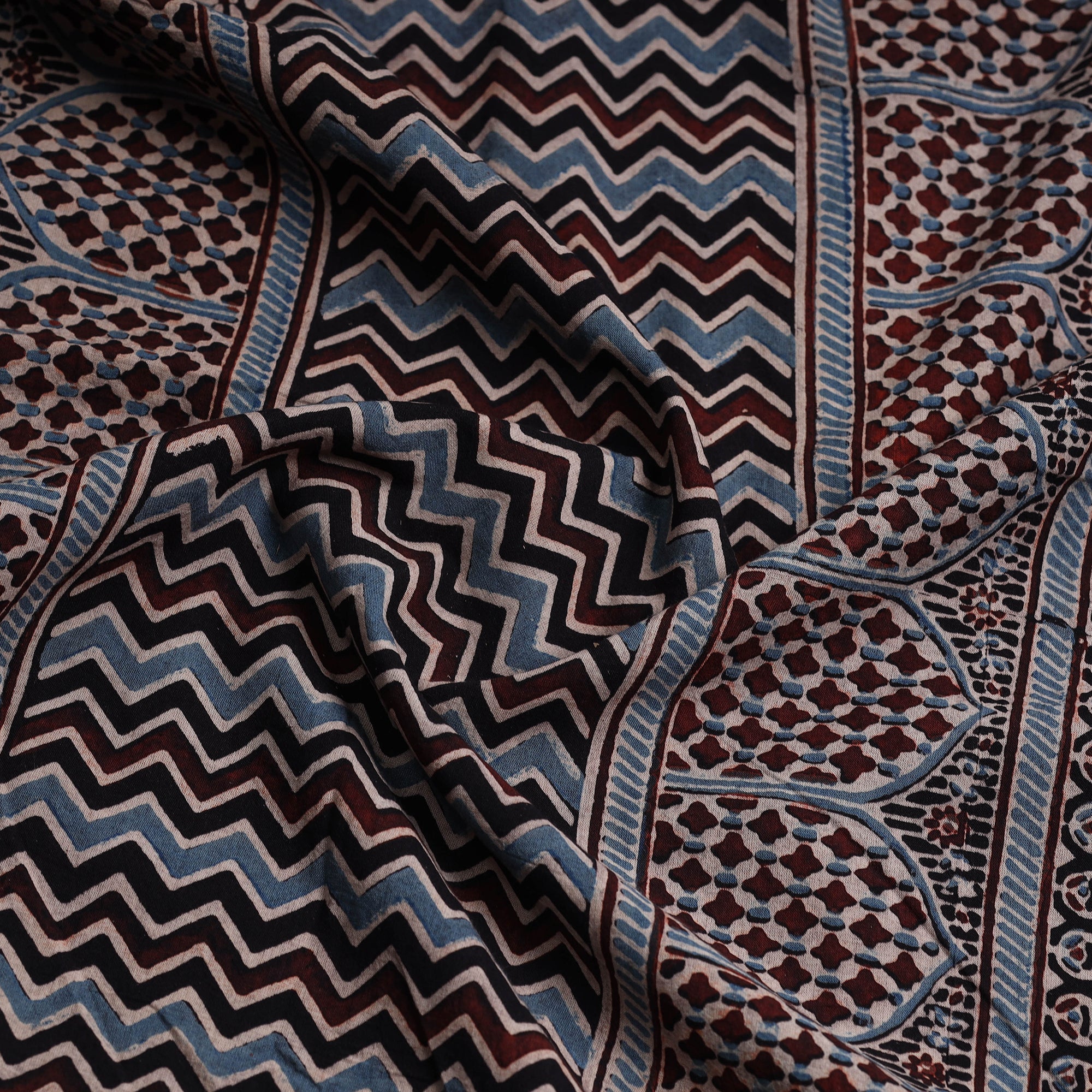 Buy Ajrakh Block Printed Cotton Kurta Material - 3 meter Online at iTokri.com