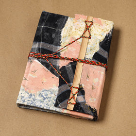 Printed fabric cover handmade paper notebook with thread