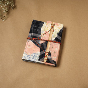 Printed fabric cover handmade paper notebook with thread