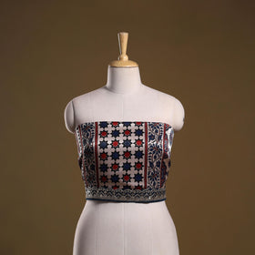 Printed modal silk blouse piece with lace work 22