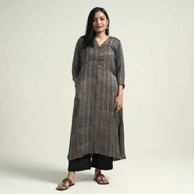  Ajrakh Block Printed Modal Silk Kurta with Palazzo Set 