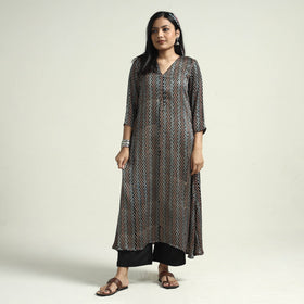  Ajrakh Block Printed Modal Silk Kurta with Palazzo Set 