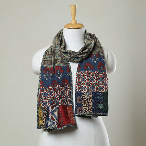  Ajrakh Block Printed Patchwork Cotton Stole 17 