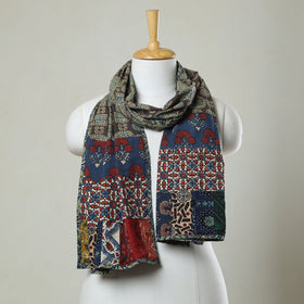  Ajrakh Block Printed Patchwork Cotton Stole 17 