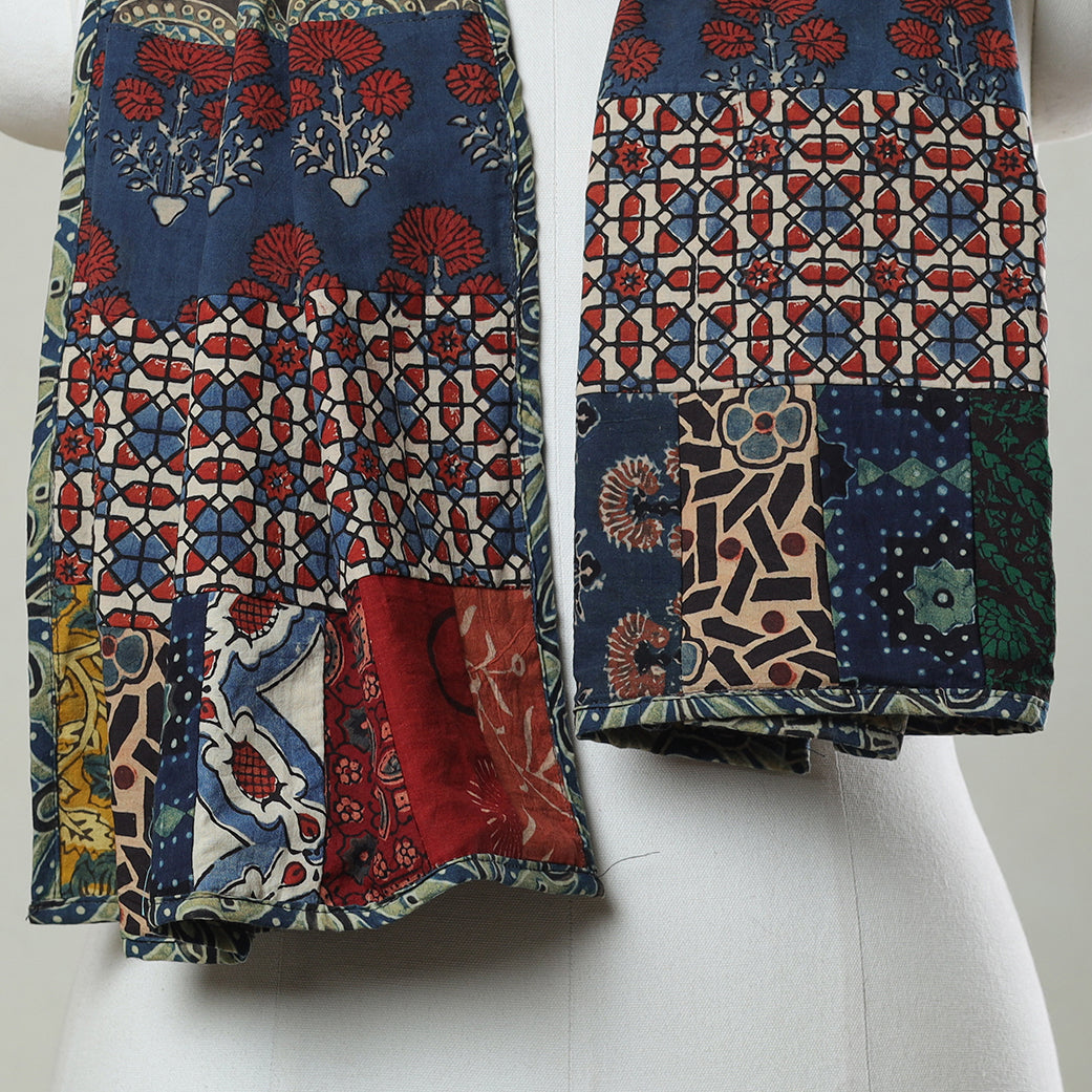  Ajrakh Block Printed Patchwork Cotton Stole 17 