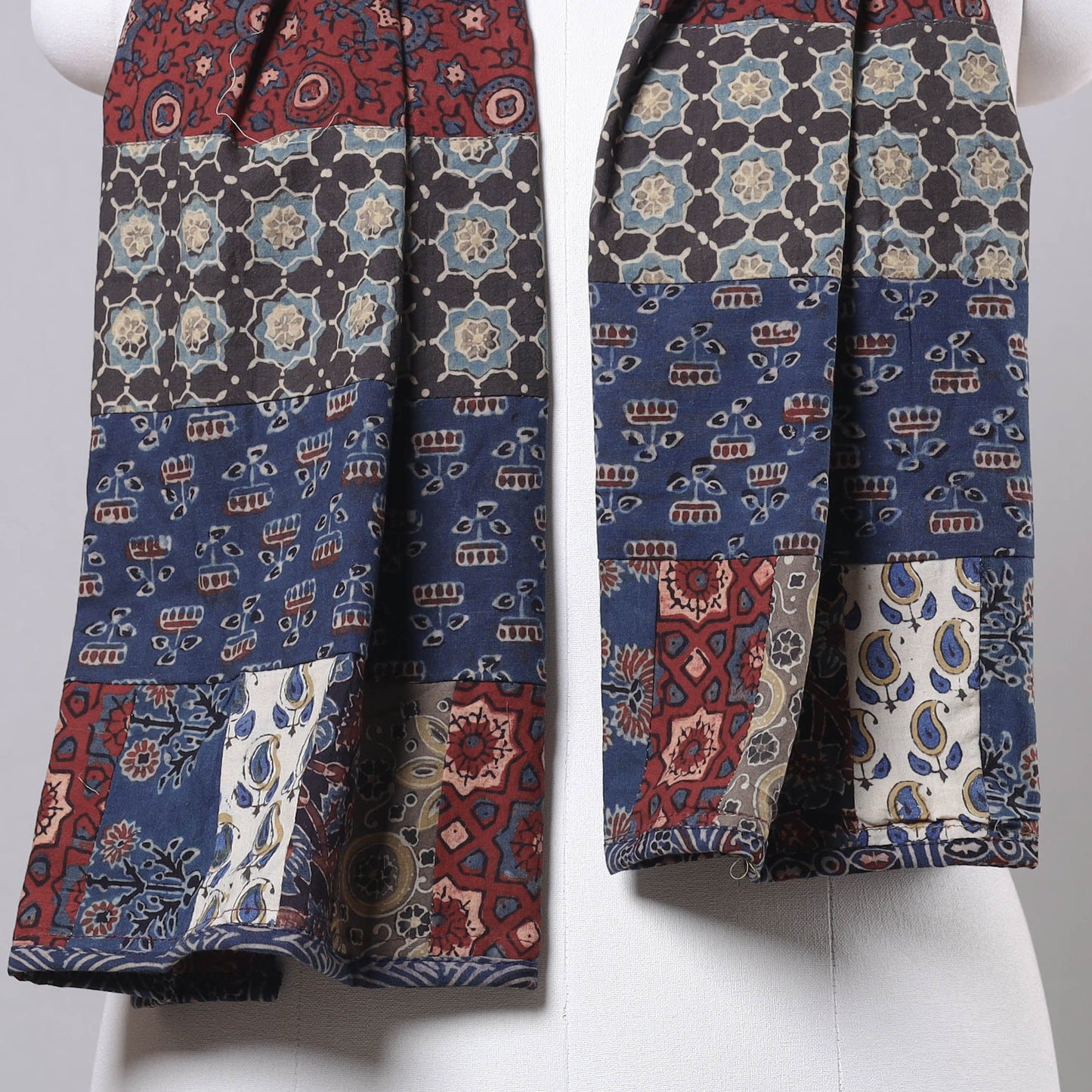 Ajrakh Block Printed Patchwork Cotton Stole