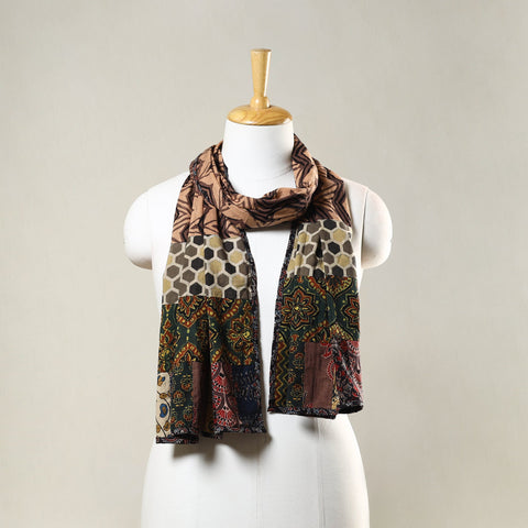 Buy Ajrakh Block Printed Patchwork Cotton Stole Online at iTokri.com
