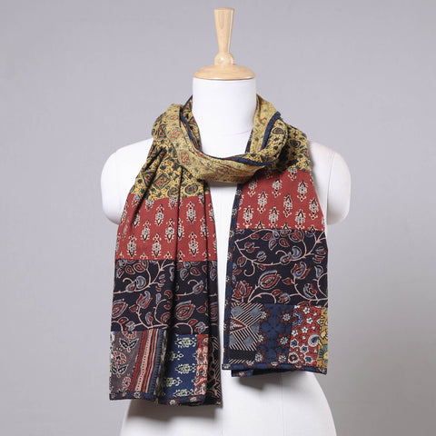 Buy Ajrakh Block Printing Patchwork Cotton Stole Online at iTokri.com