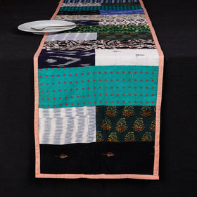 Multicolor Block Printed Patchwork Cotton Table Runner 
