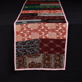 Multicolor Block Printed Patchwork Cotton Table Runner