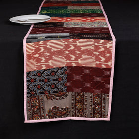 Multicolor Block Printed Patchwork Cotton Table Runner
