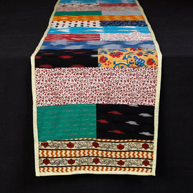 Multicolor Block Printed Patchwork Cotton Table Runner