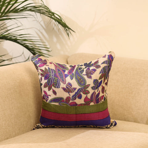 Buy Printed Tussar Silk Cushion Cover