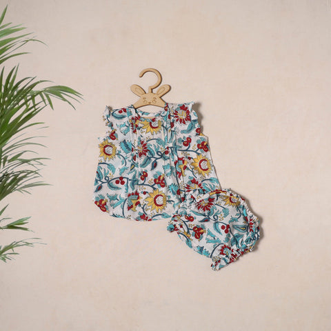 Multicolor - pure cotton baby girls floral top & shorts