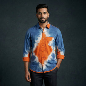 Multicolor - pure cotton full sleeve tie-dye men shibori