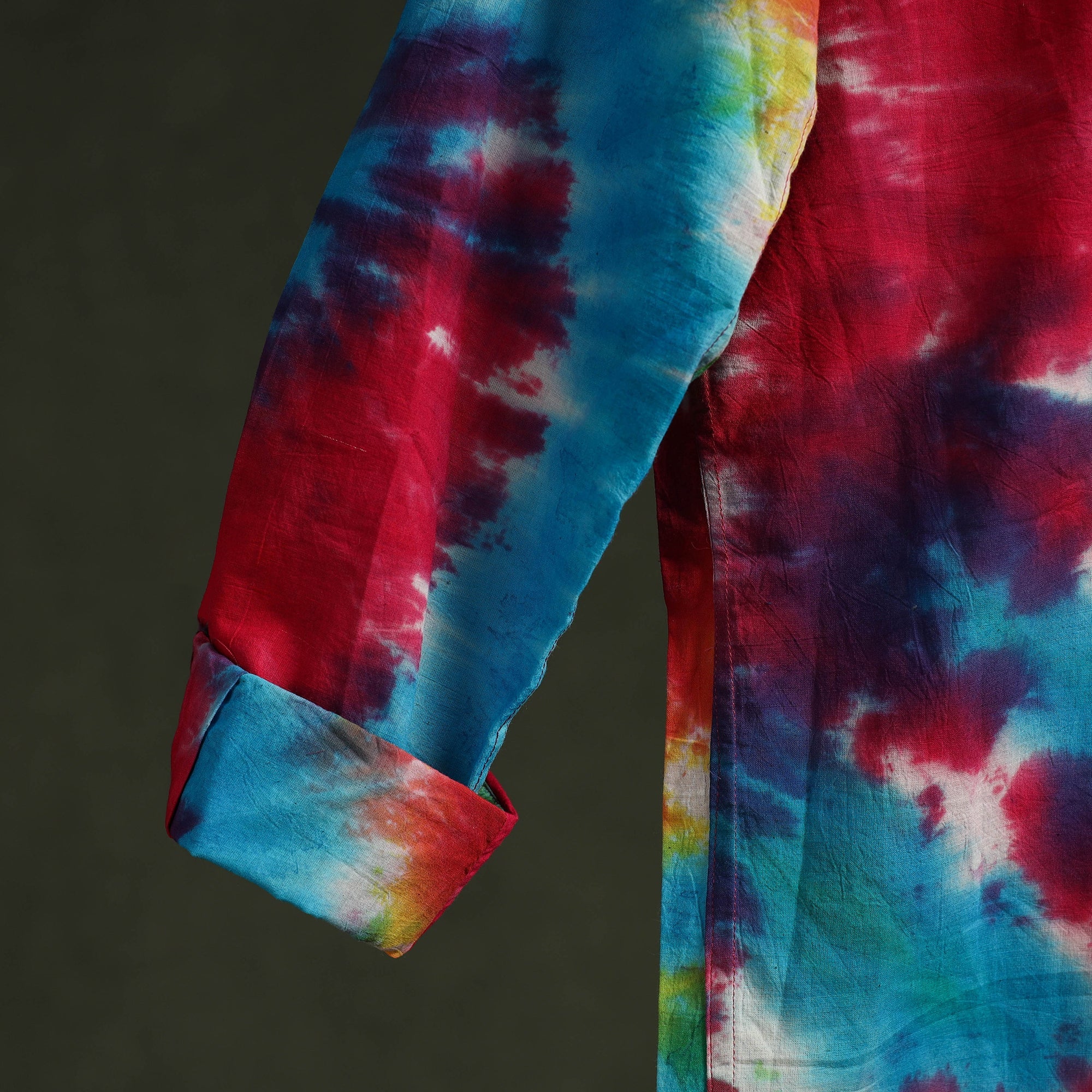 Multicolor - pure cotton full sleeve tie-dye men shibori