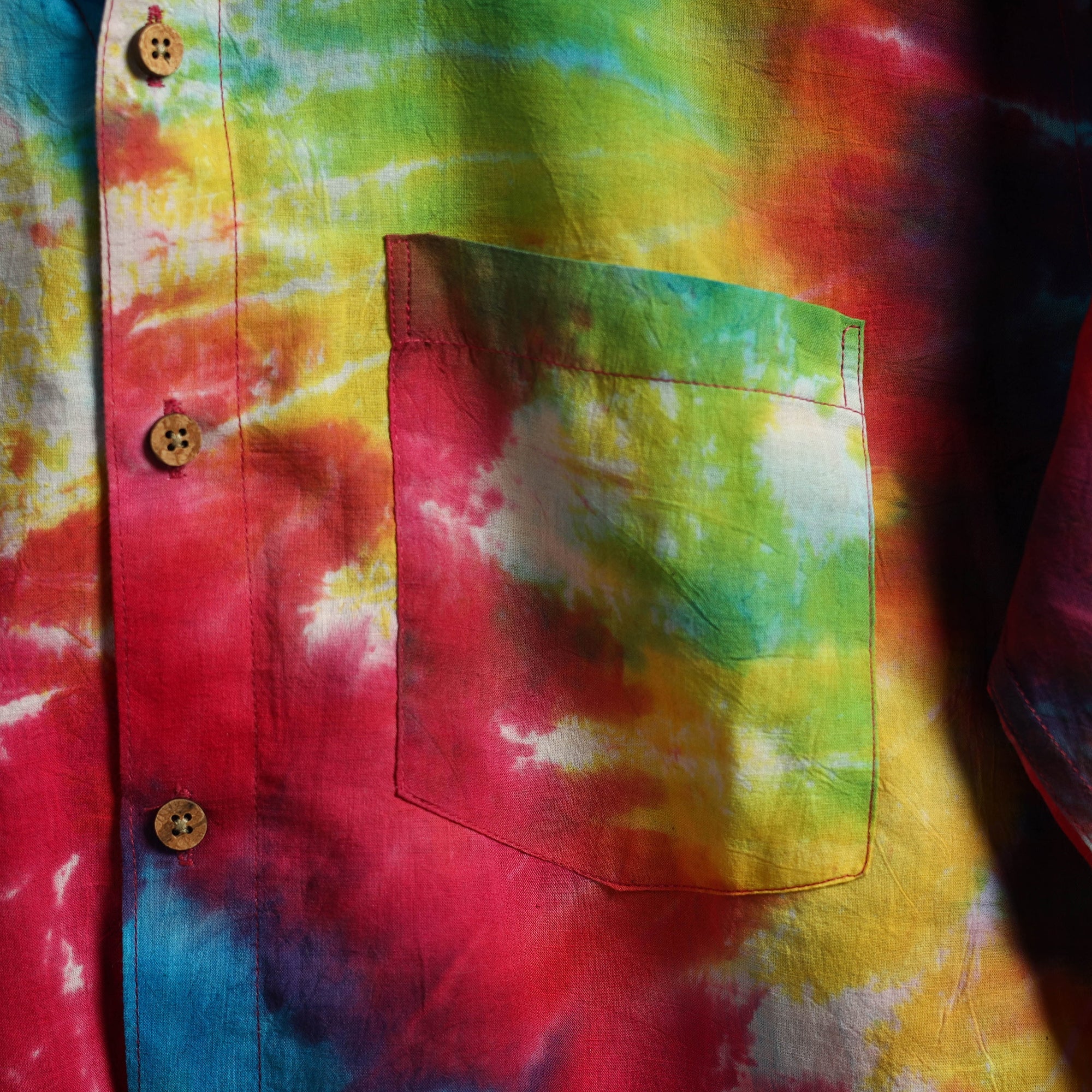 Multicolor - pure cotton full sleeve tie-dye men shibori
