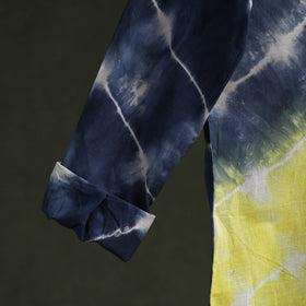 Yellow & blue - pure cotton full sleeve tie-dye men shibori