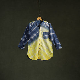 Yellow & blue - pure cotton full sleeve tie-dye men shibori