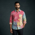 Multicolor - pure cotton full sleeve tie-dye men shibori