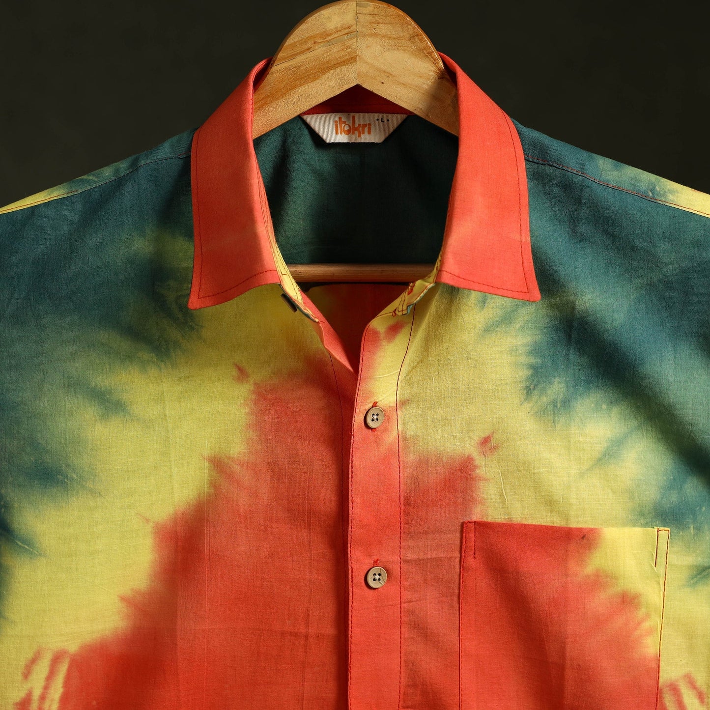 Pure cotton half sleeve tie-dye men shibori shirt 12