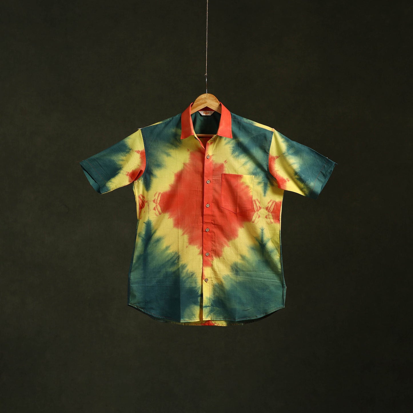 Pure cotton half sleeve tie-dye men shibori shirt 12