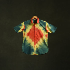 Pure cotton half sleeve tie-dye men shibori shirt 12