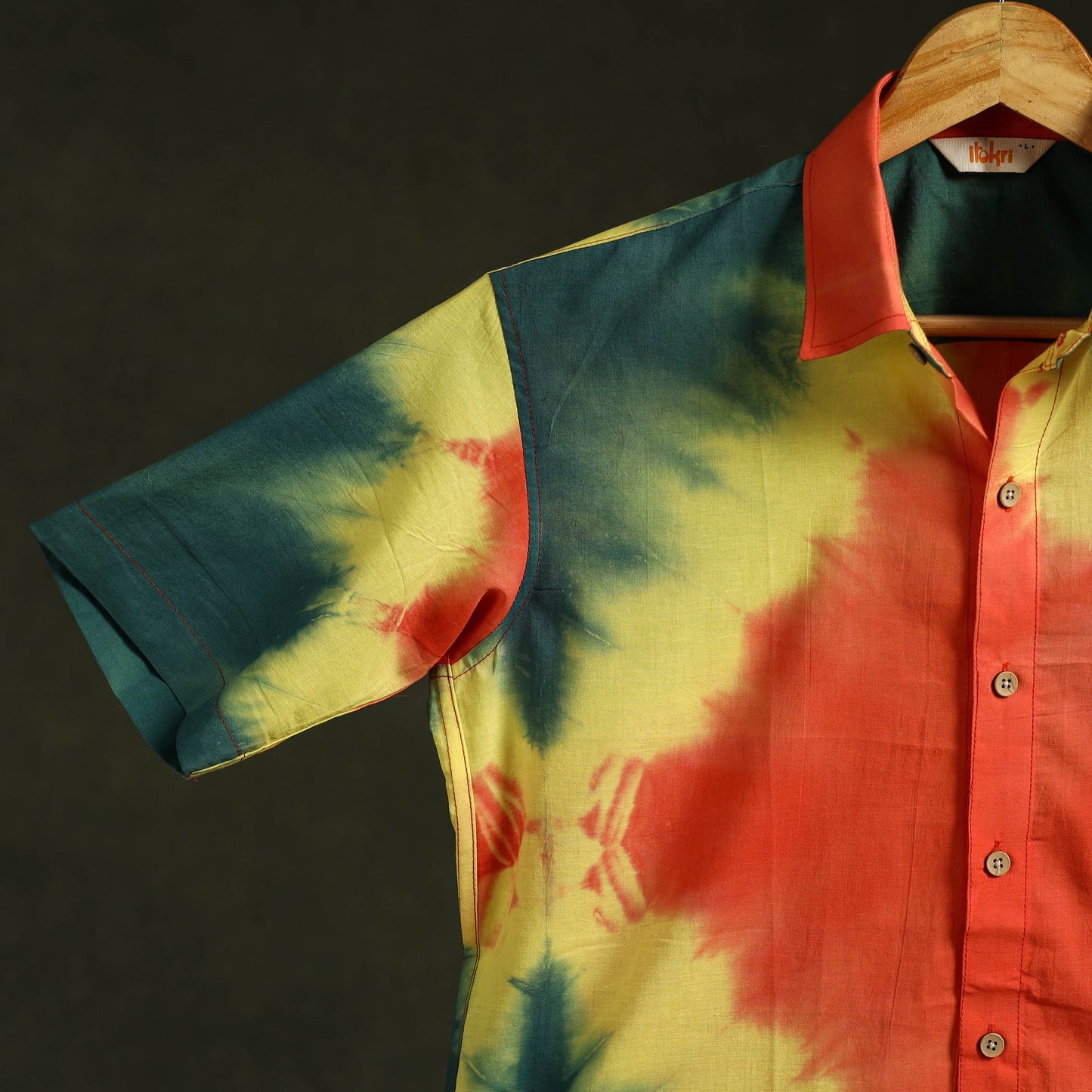 Pure cotton half sleeve tie-dye men shibori shirt 12