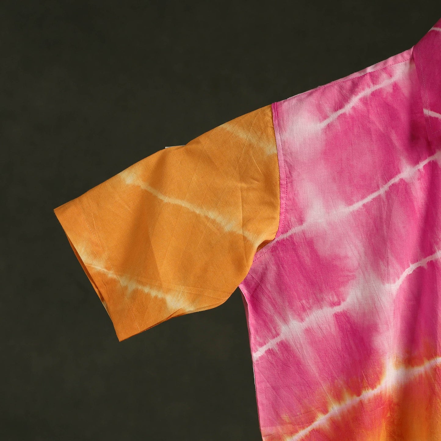 Multicolor - pure cotton half sleeve tie-dye men shibori