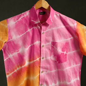 Multicolor - pure cotton half sleeve tie-dye men shibori