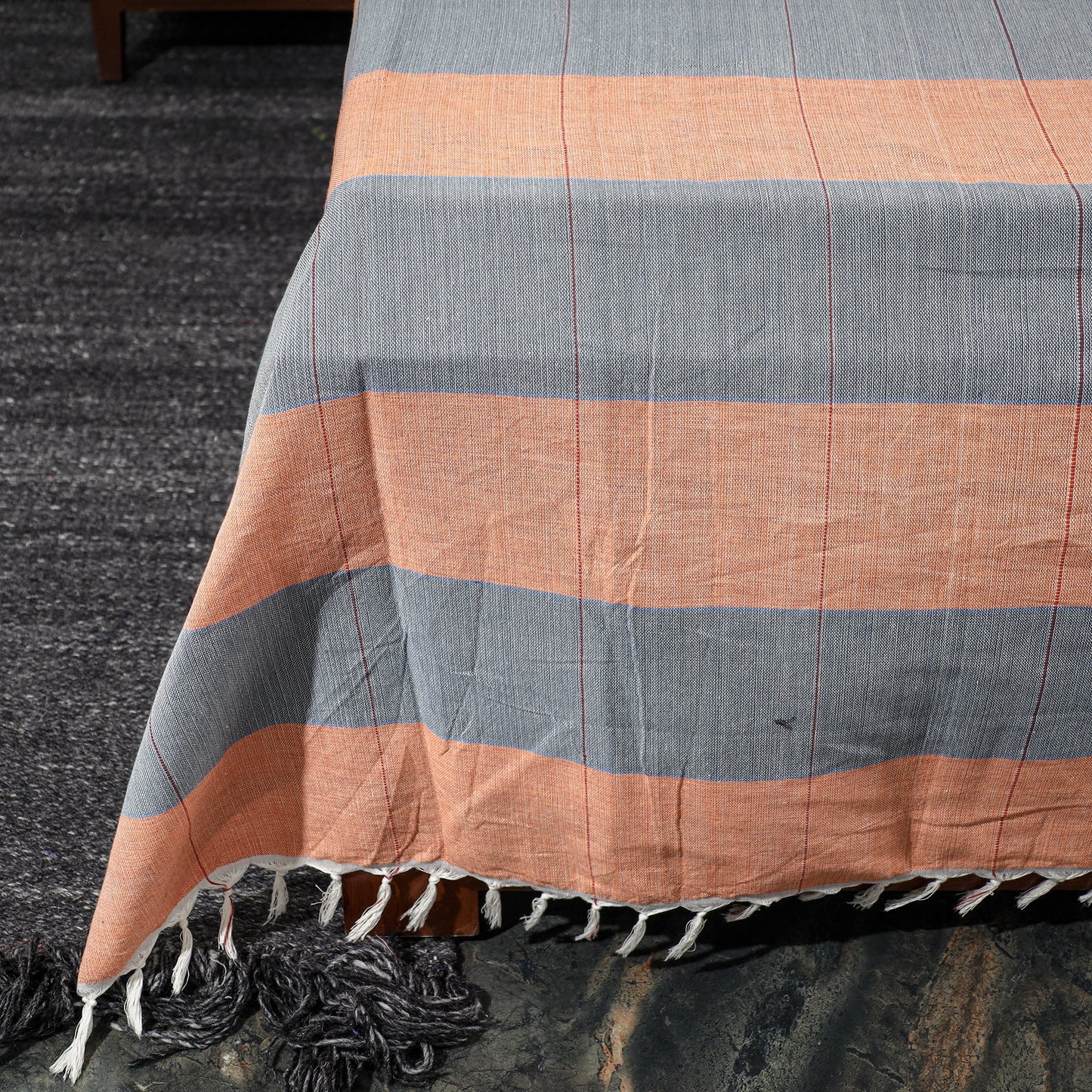 Multicolor - Pure Handloom Cotton Double Bed Cover (108 x 90 in)