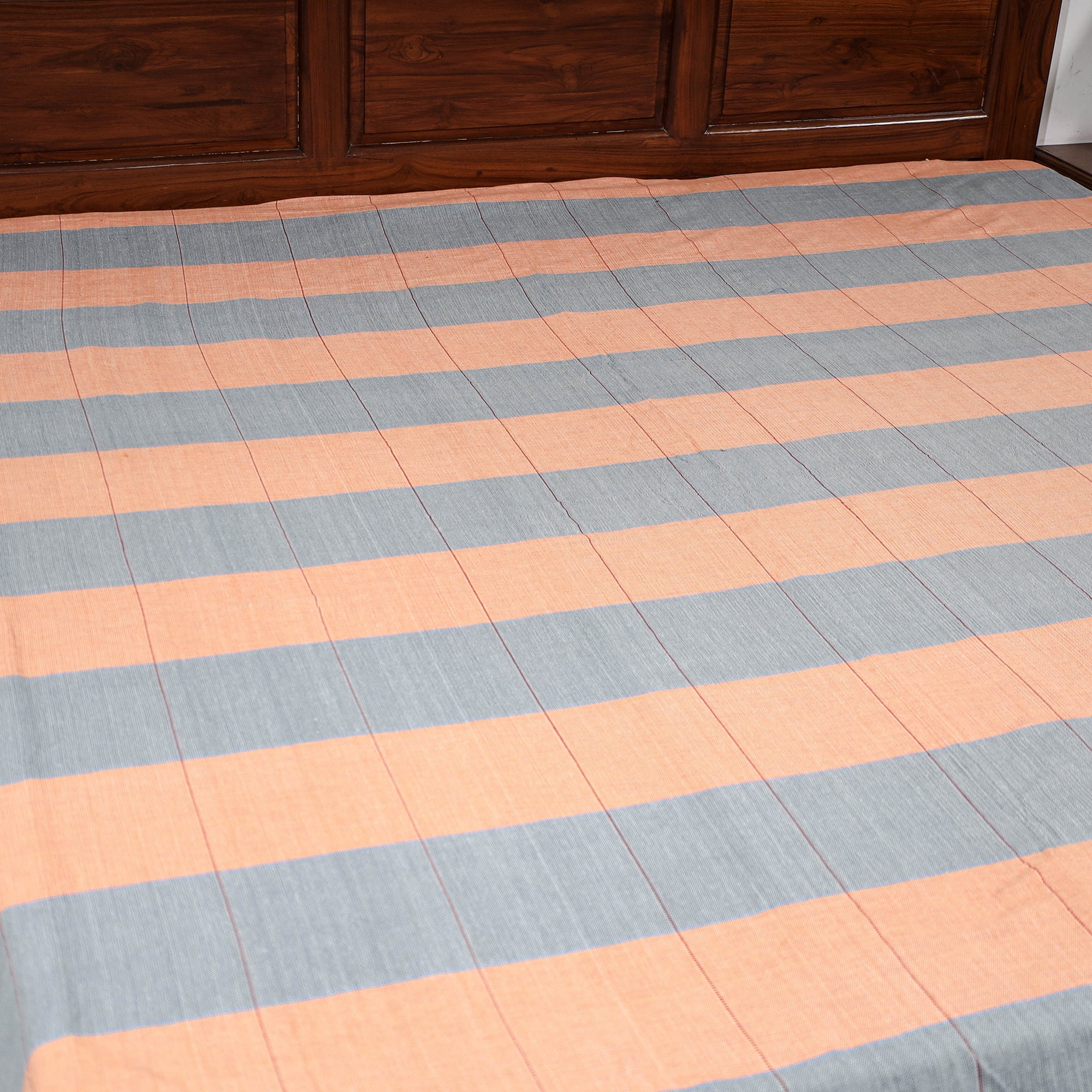 Multicolor - Pure Handloom Cotton Double Bed Cover (108 x 90 in)