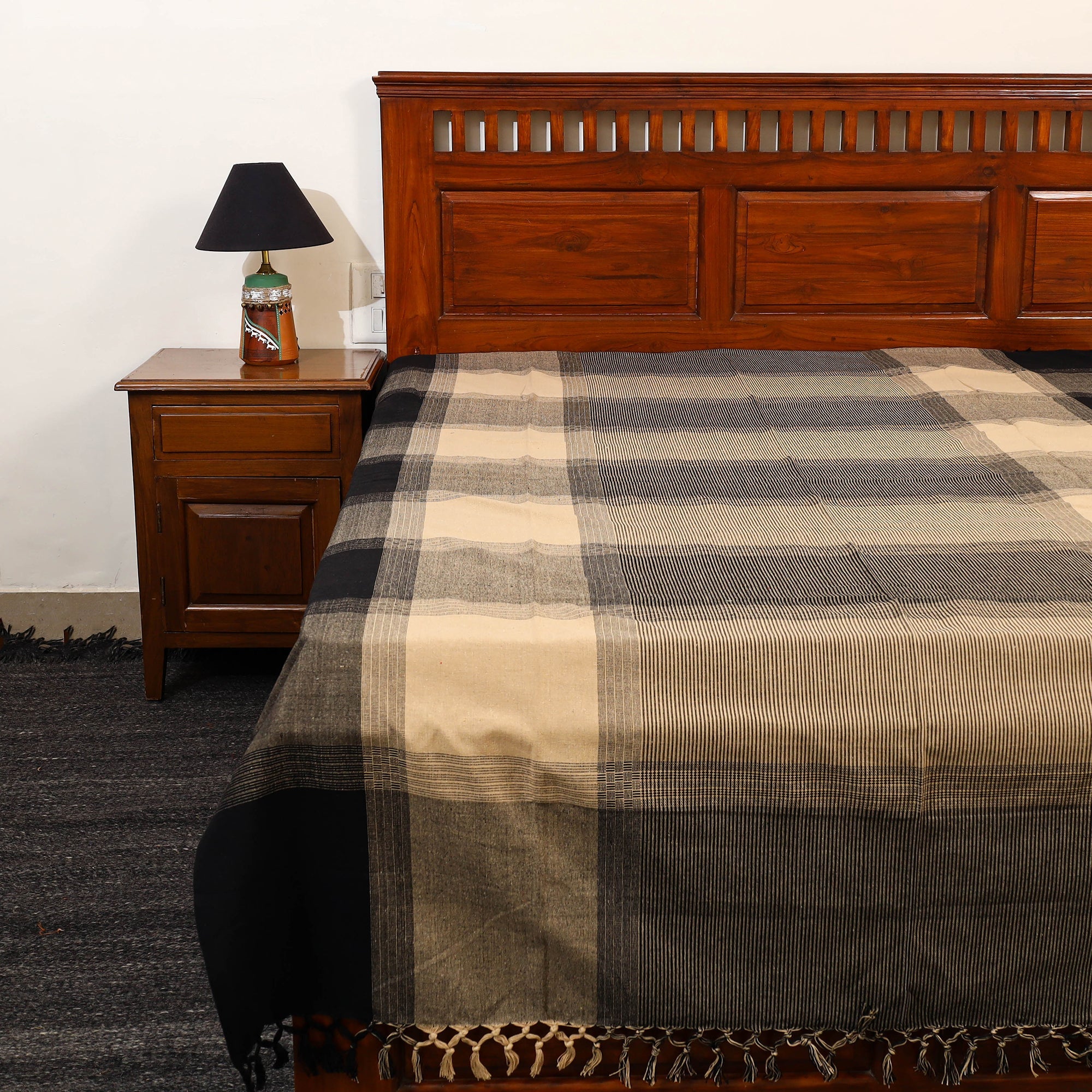 Multicolor - pure handloom cotton single bed cover