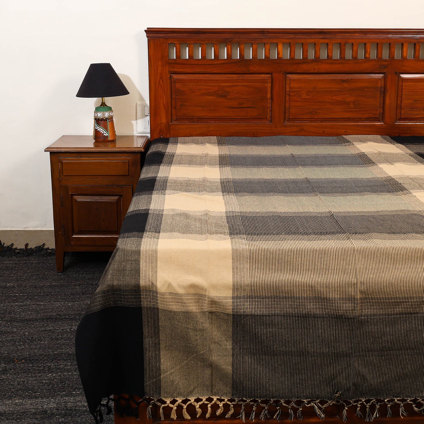 Multicolor - pure handloom cotton single bed cover