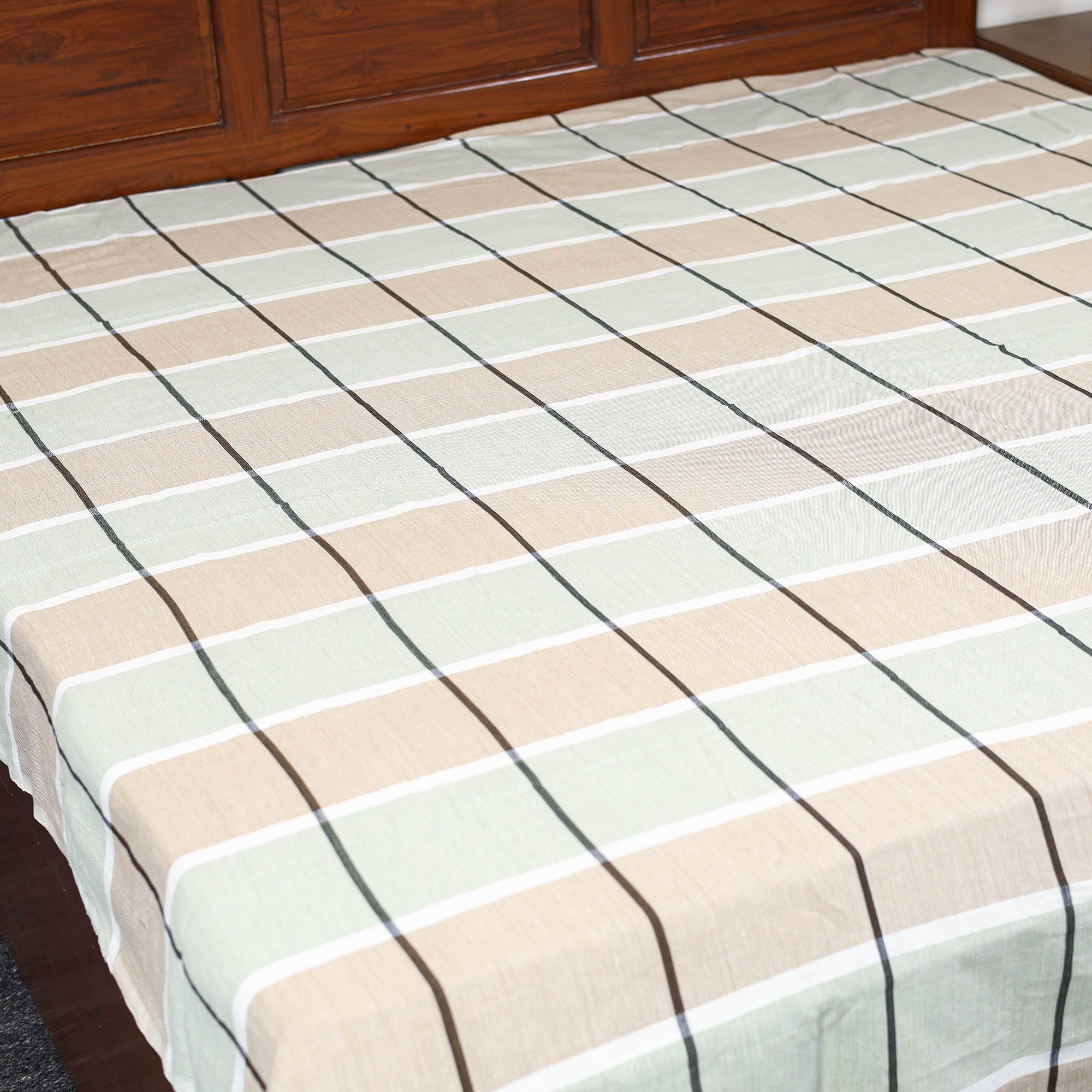 Multicolor - pure handloom double cotton bed sheet (93 x 90